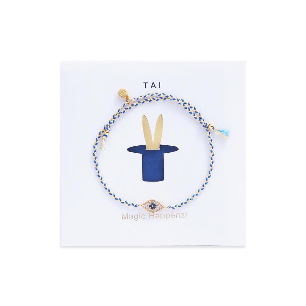 NEW TAI kid's card braided evil eye bracelet in gold